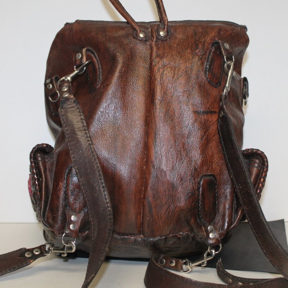 New Handmade Tooled Roses Angel Backpack & Wallet - Picture 7 of 16